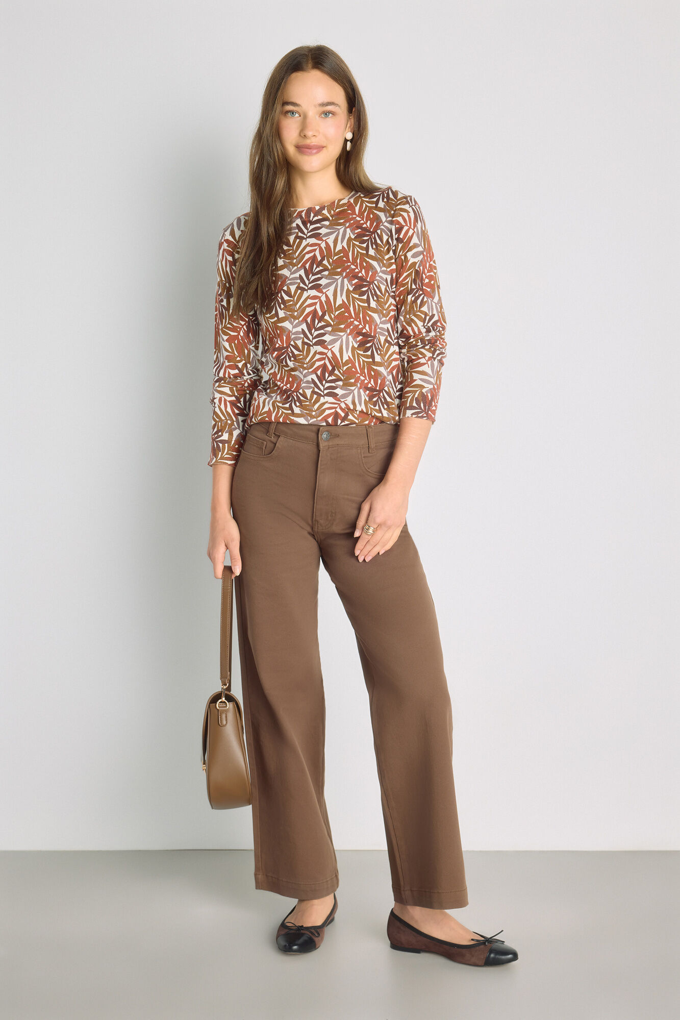 Milano Su&eacute;ter estampado cuello redondo natural