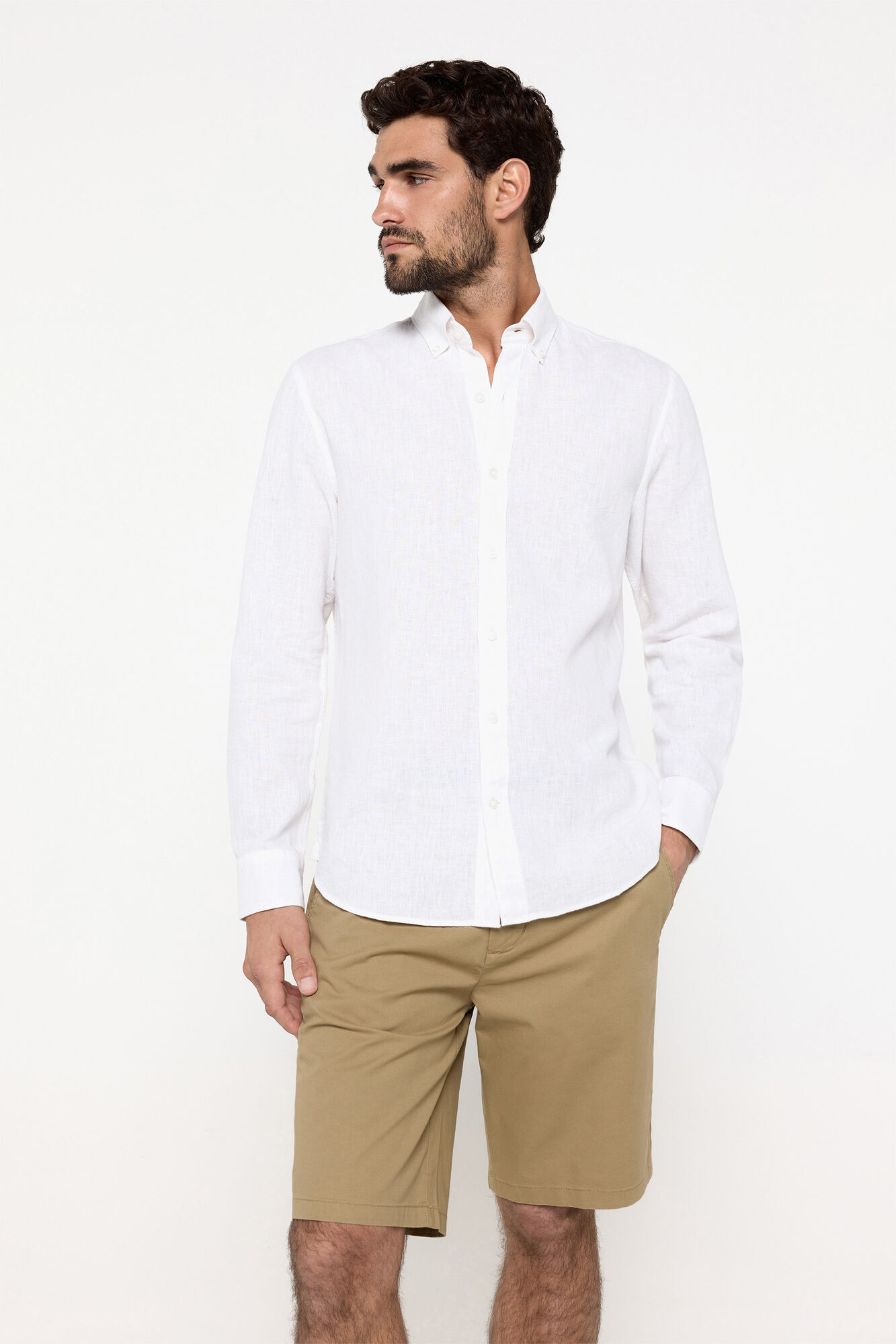 Pedro del Hierro Bermuda B&aacute;sica Lisa. Tostado