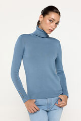 Milano Jersey b&aacute;sico cuello cisne entallado Azul