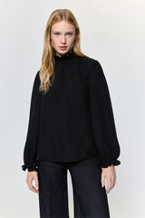 Milano Camisa fluida con cuello y pu&ntilde;os el&aacute;sticos Negro