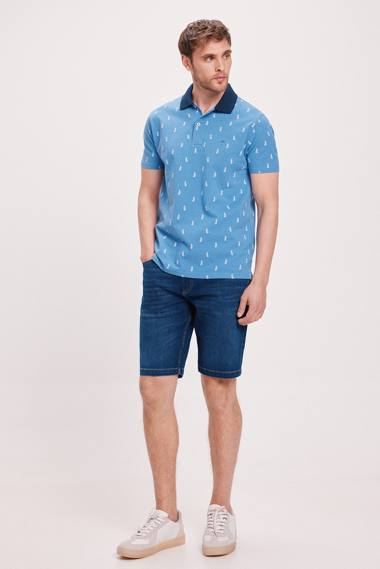 Milano Polo Estampado Azul Oscuro