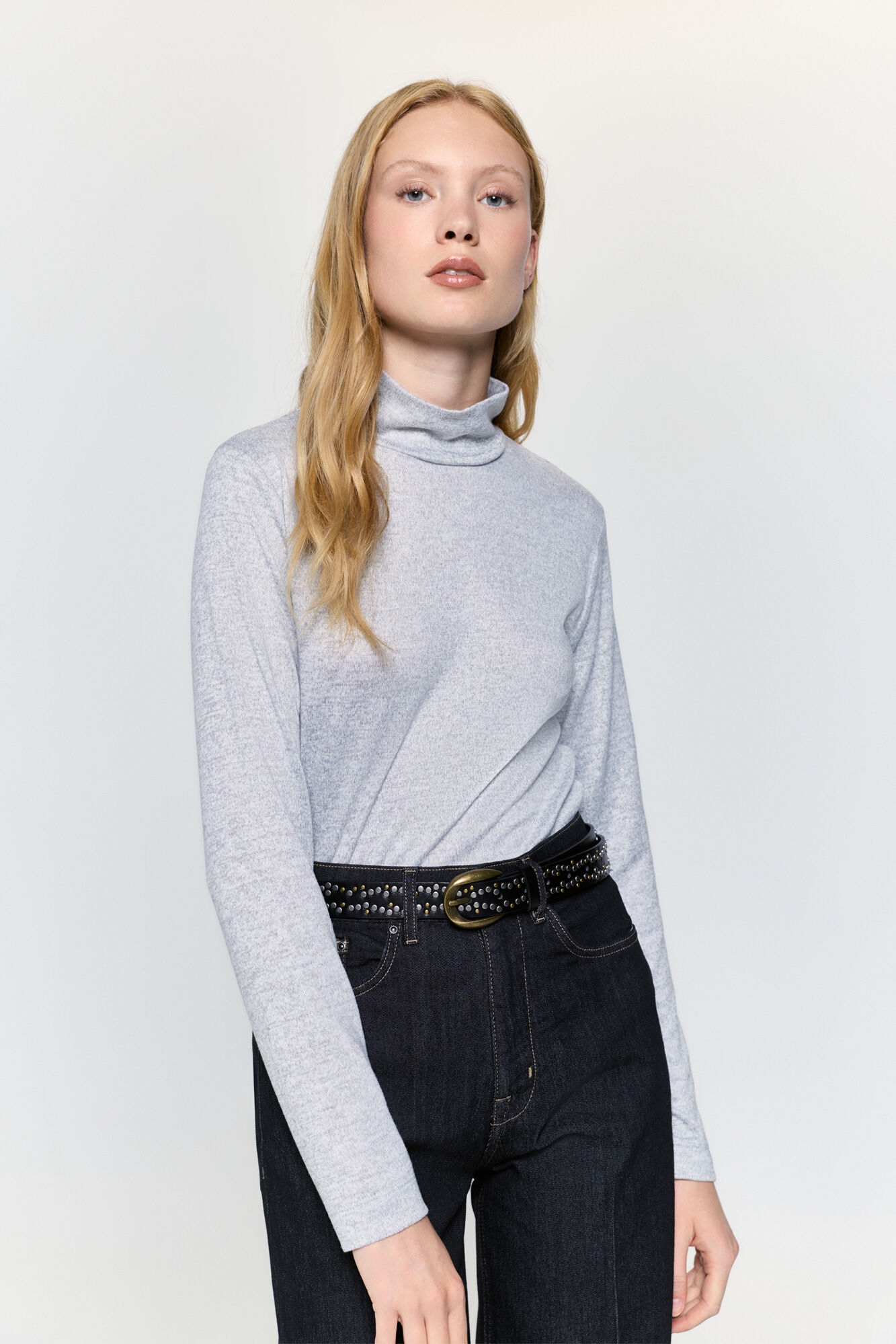 Milano Playera de cuello Perkins de soft touch Gris