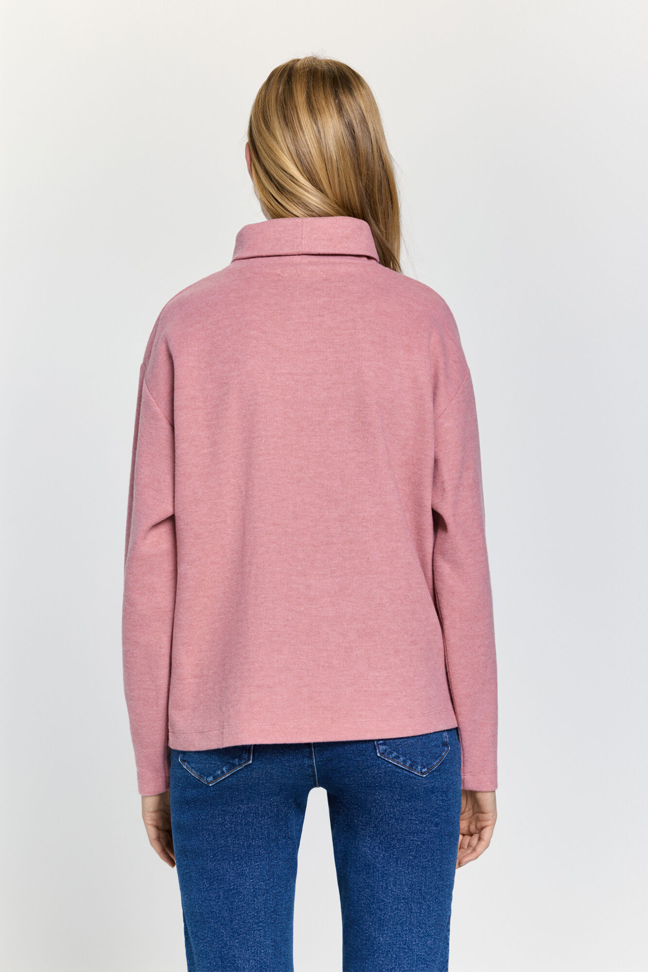 Milano Playera cuello de forro polar suave Rosa