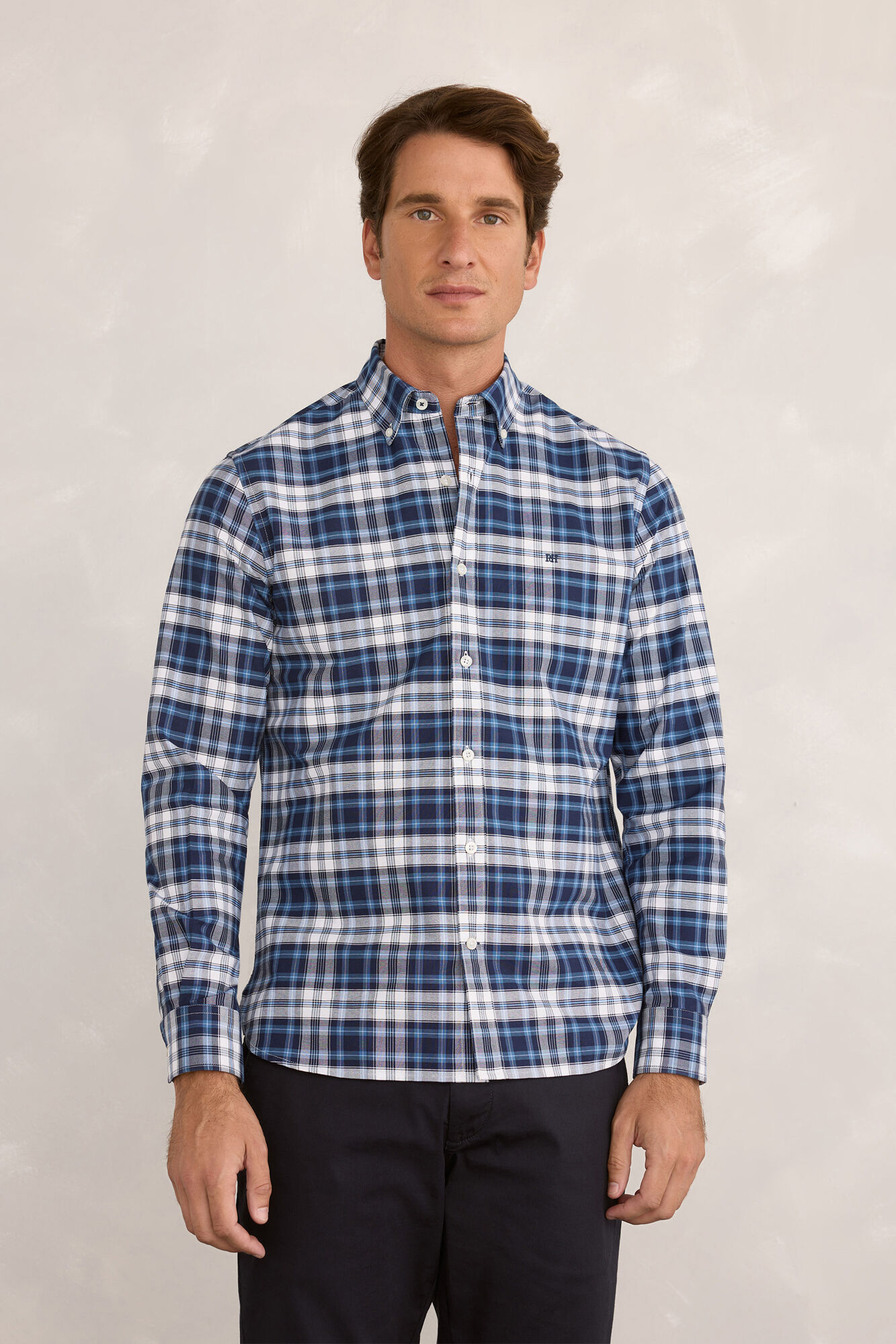 Pedro del Hierro Camisa deportiva a cuadros Navy