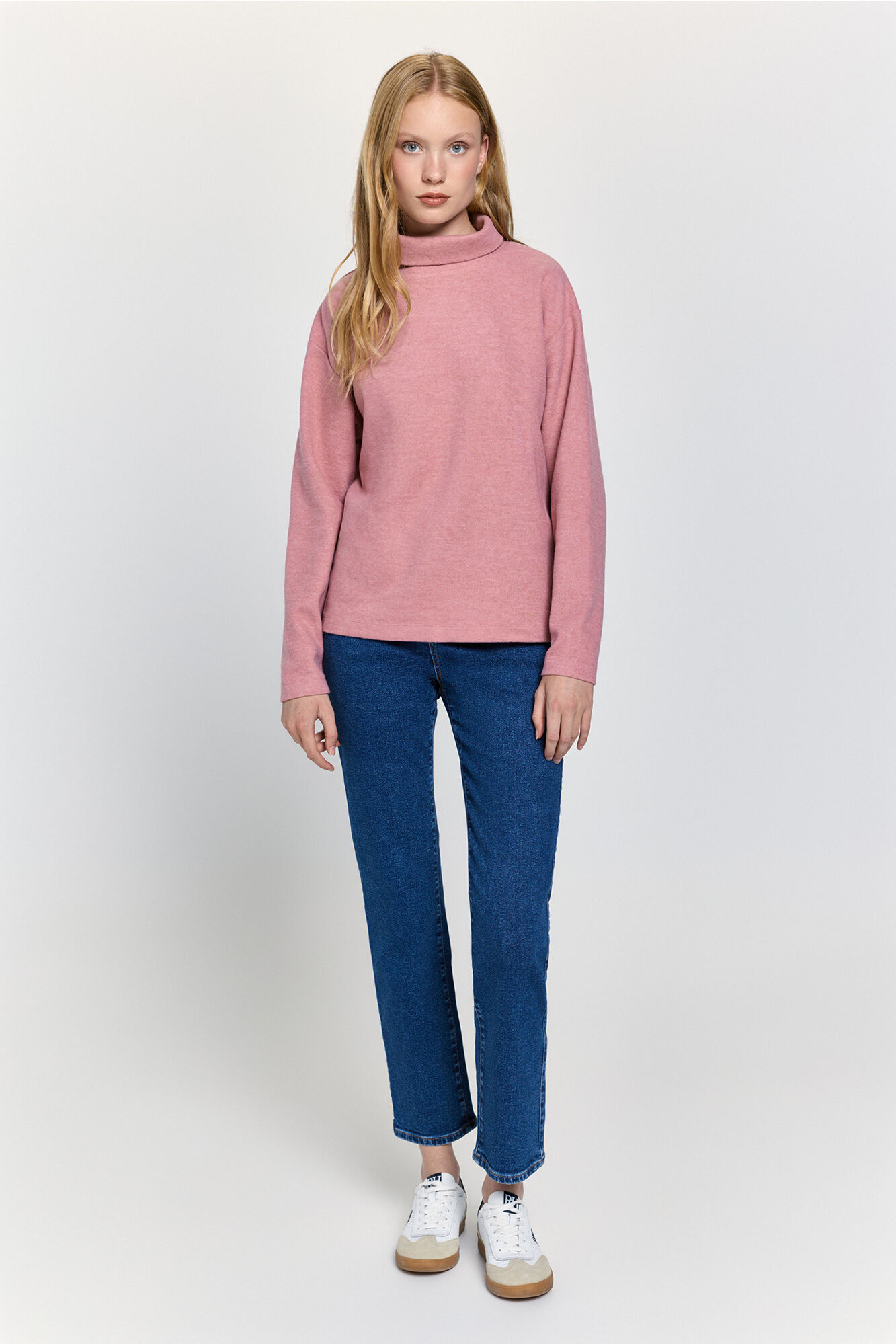 Milano Playera cuello de forro polar suave Rosa