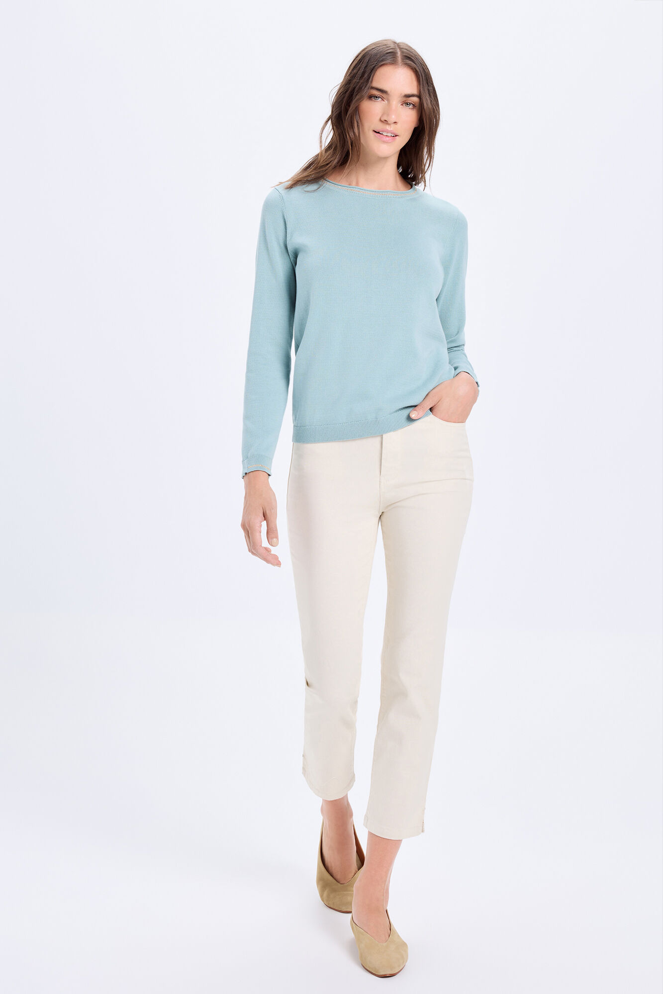 Milano Pantal&oacute;n capri ajustado Beige