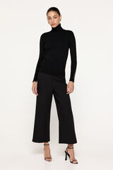 Milano Jersey b&aacute;sico cuello cisne entallado Negro