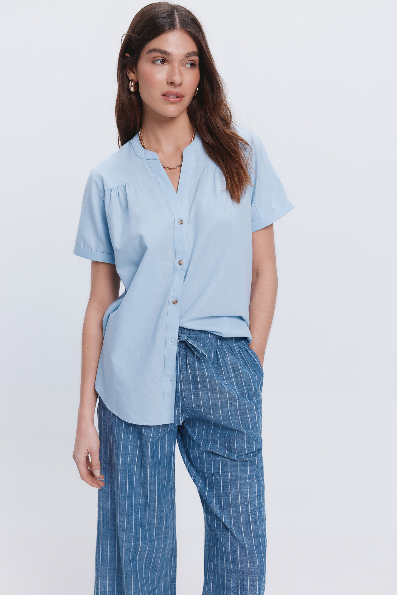 Milano Camisa lino manga corta