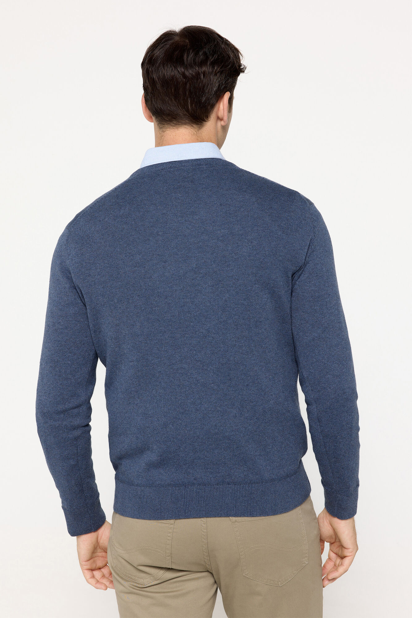 Milano Su&eacute;ter b&aacute;sico cuello pico Azul