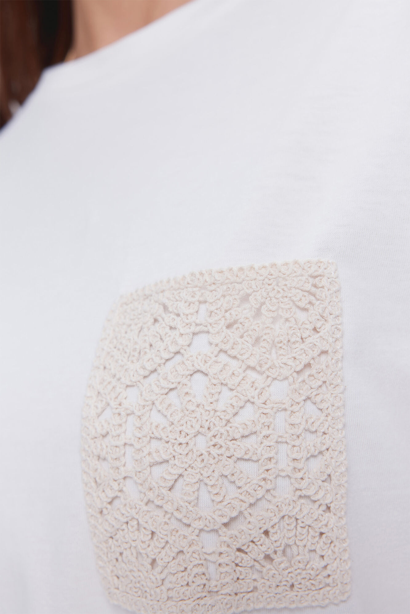 Milano Camiseta bolsillo crochet Blanco