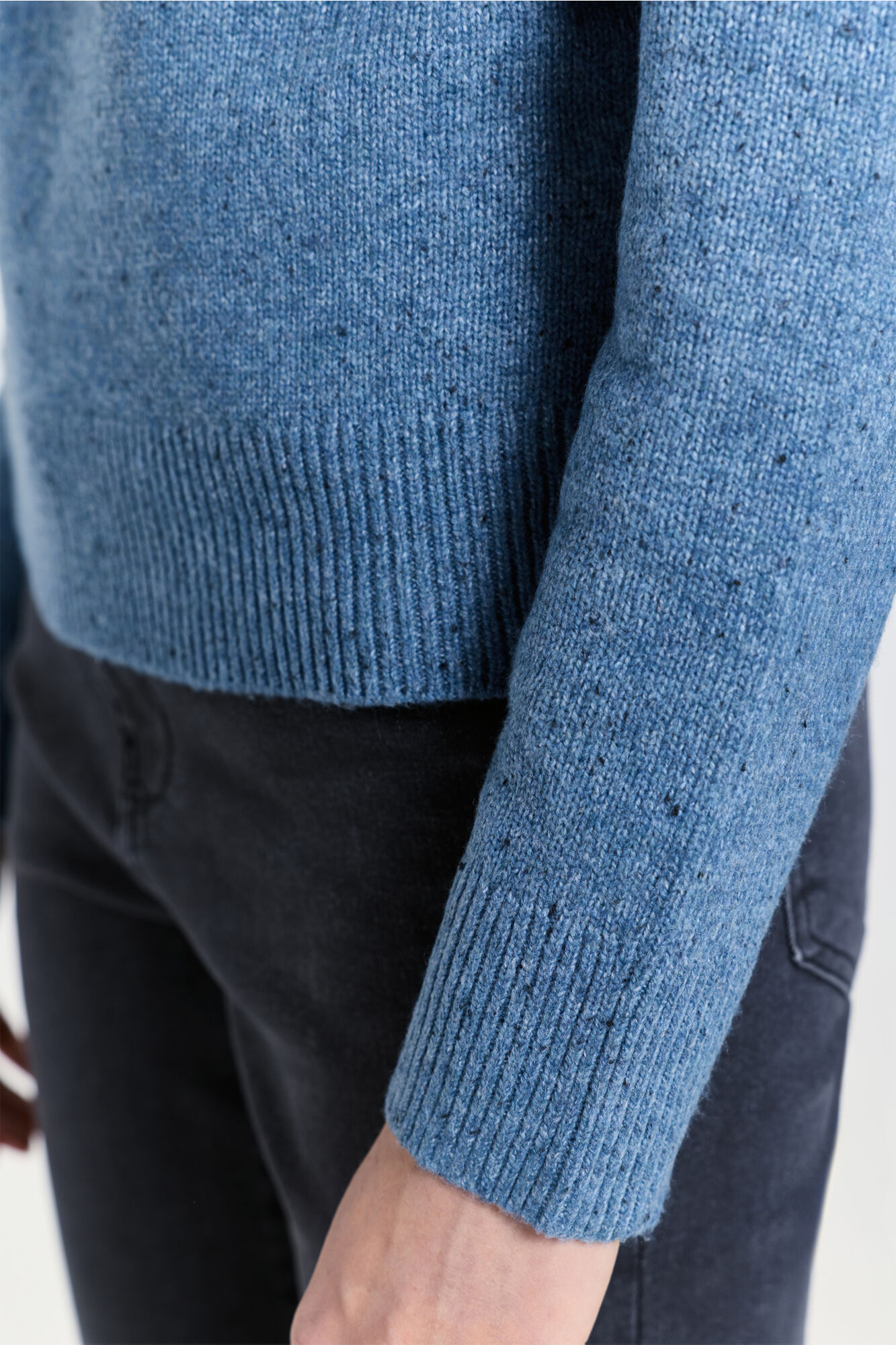 Milano Tejido de jersey grueso con cuello pluma Azul