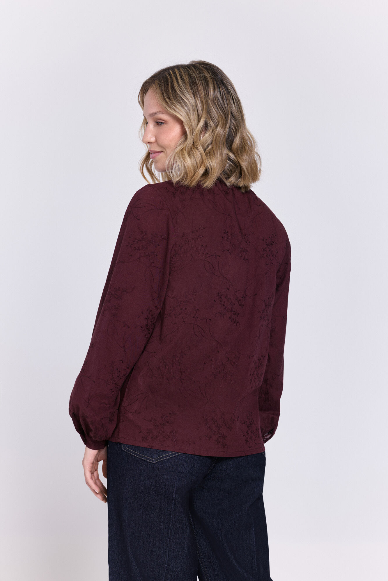 Milano Blusa de tejido bordado Vino