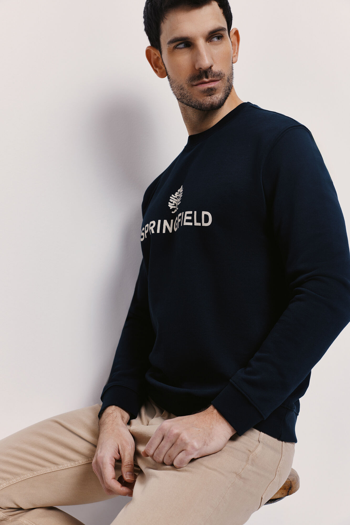 Springfield Sudadera cuello redondo con logo Azul Oscuro