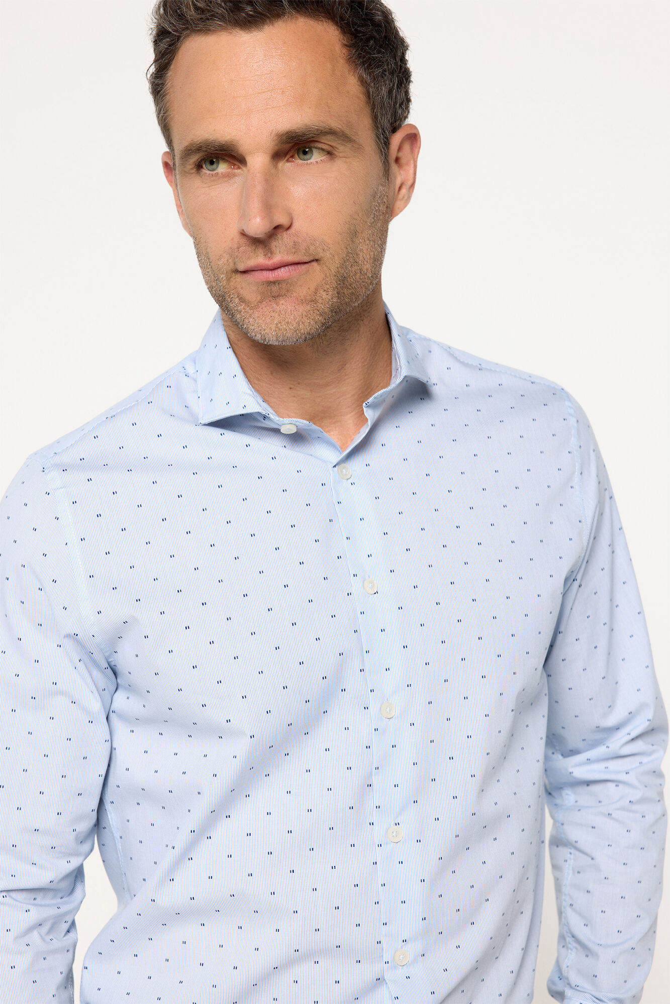 Milano Camisa Print Vestir Azul
