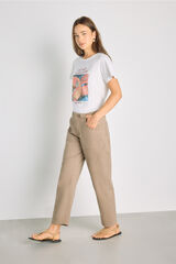 Milano Pantal&oacute;n color con bolsillos de parche Tostado