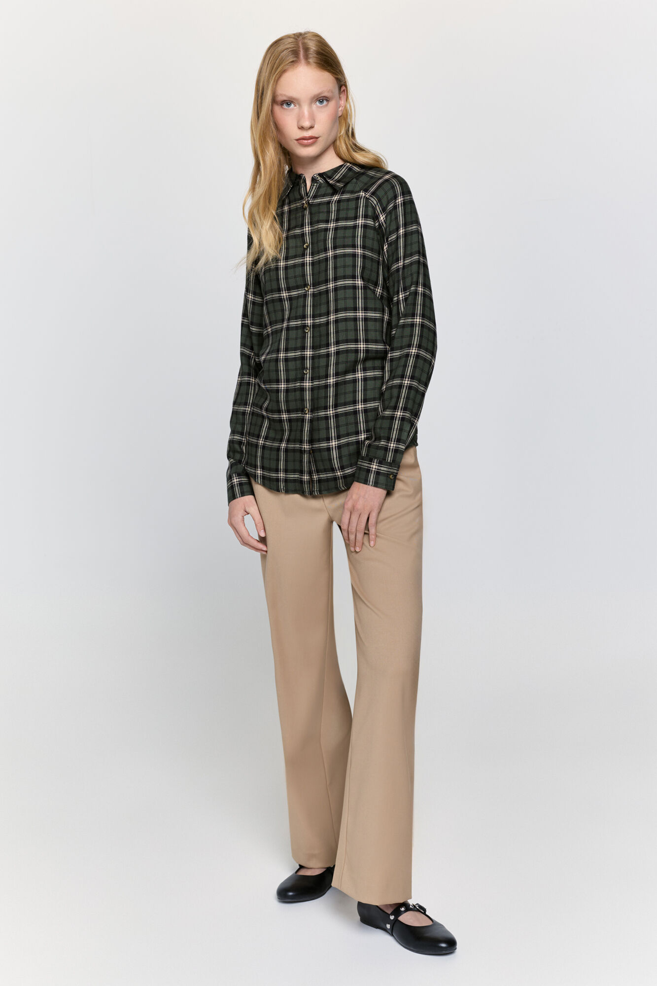 Milano Camisa de cuello con solapa de tart&aacute;n Verde