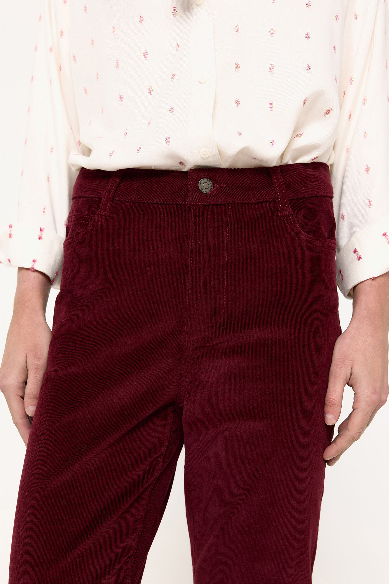 Milano Pantal&oacute;n cinco bolsillos pana Granate