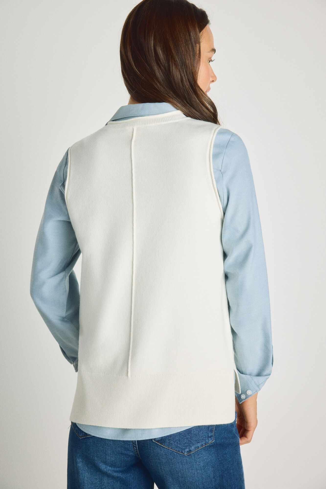 Milano Chaleco cuello pico Beige