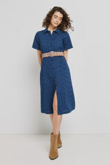 Milano Vestido de mezclilla con escote en pico Navy