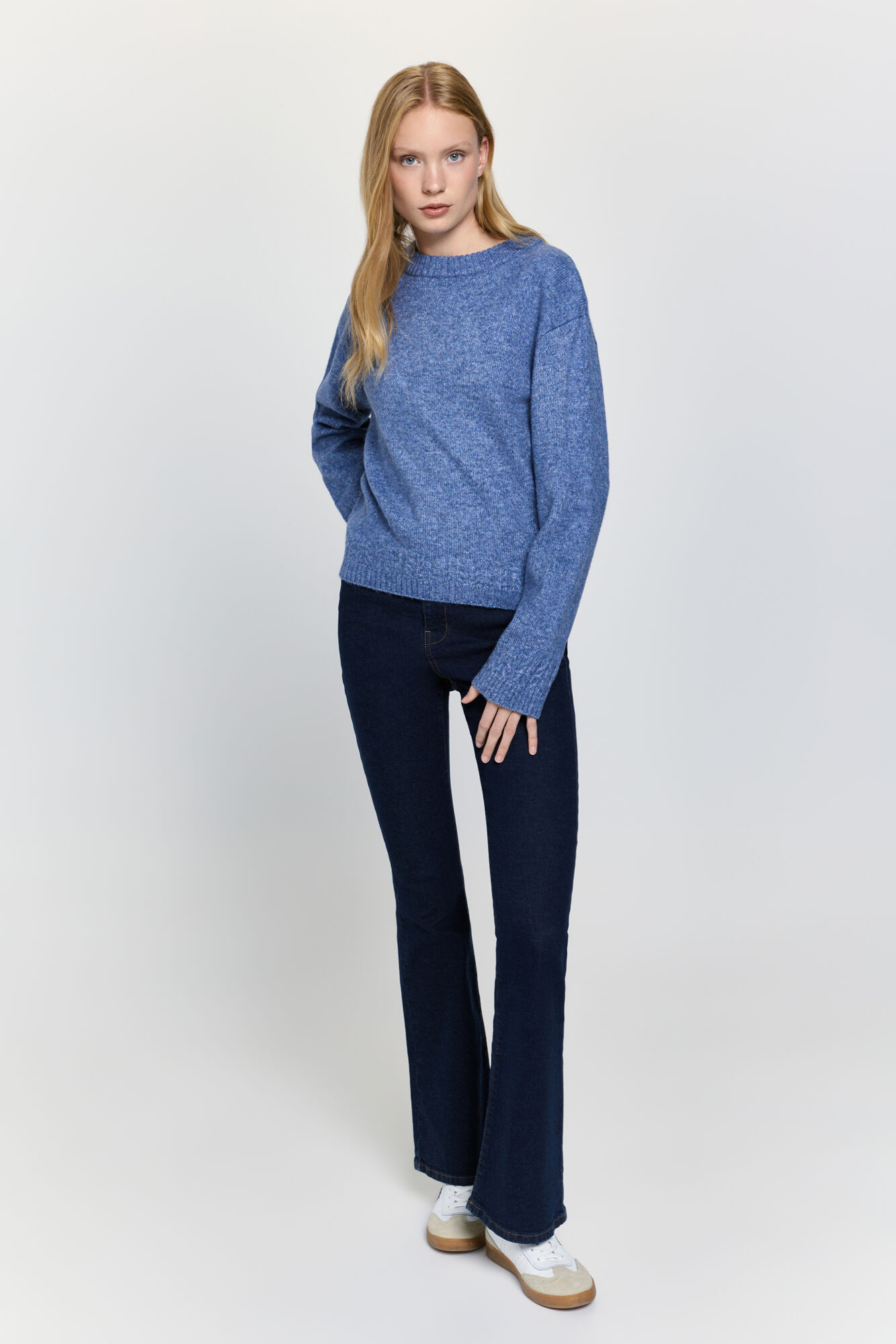 Milano Jersey de cuello redondo ajustado con detalles trenzados Azul