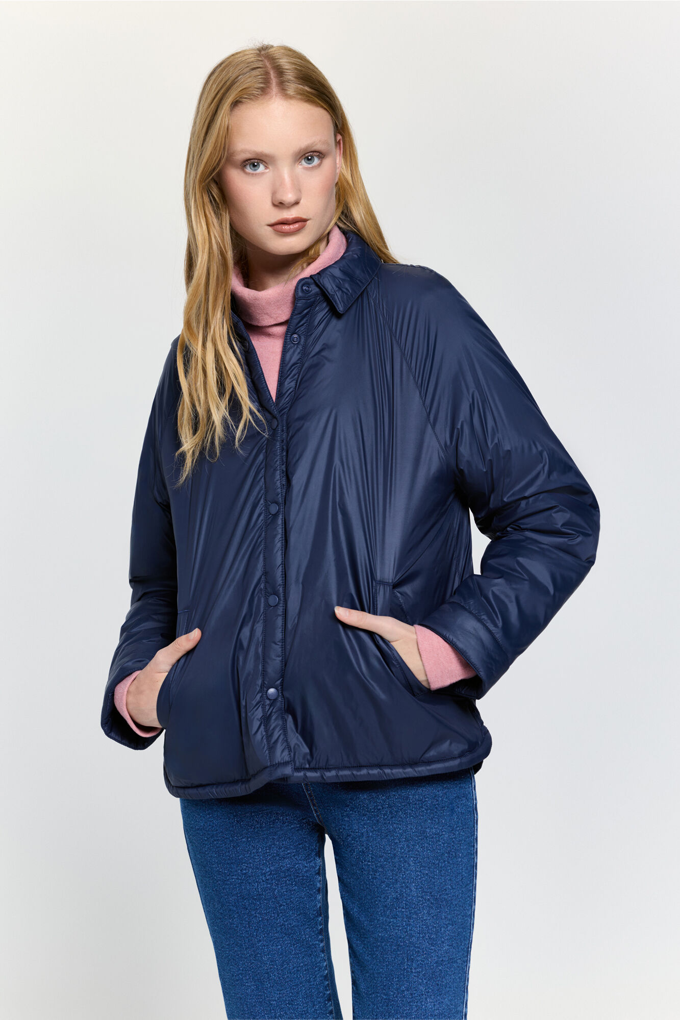 Milano Acolchado chamarra con cuello Navy