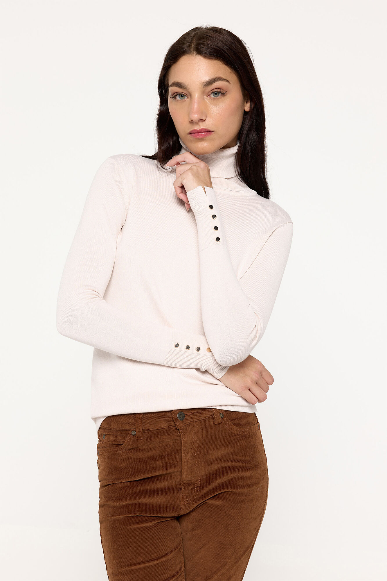 Milano Jersey b&aacute;sico cuello cisne entallado