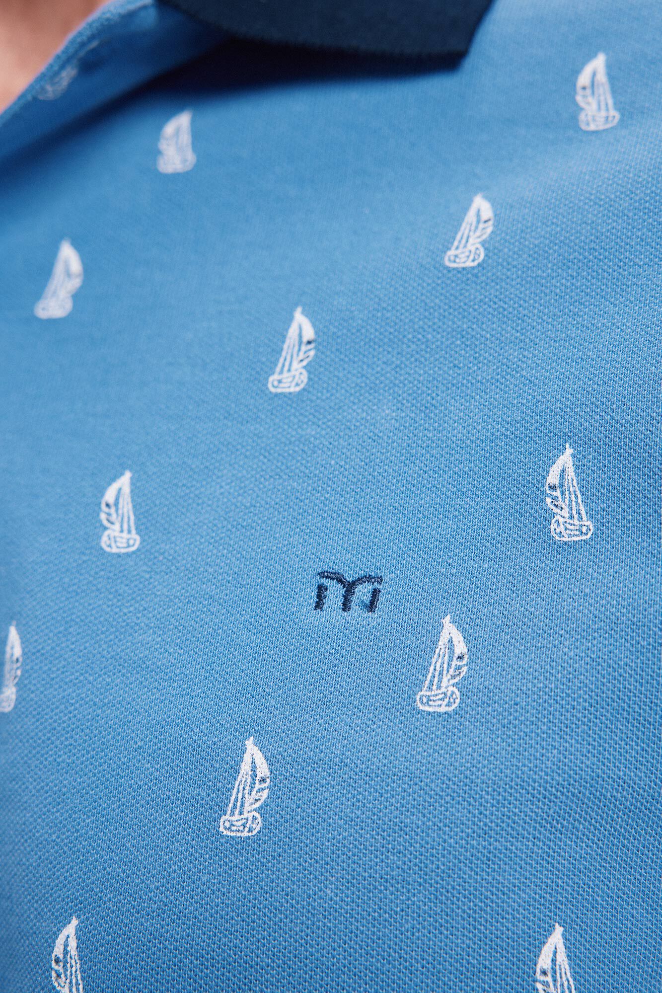 Milano Polo Estampado Azul Oscuro