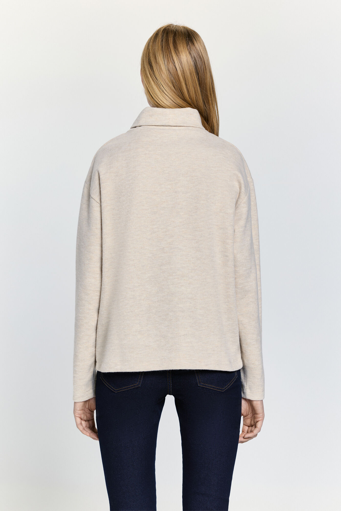 Milano Playera cuello de forro polar suave Beige
