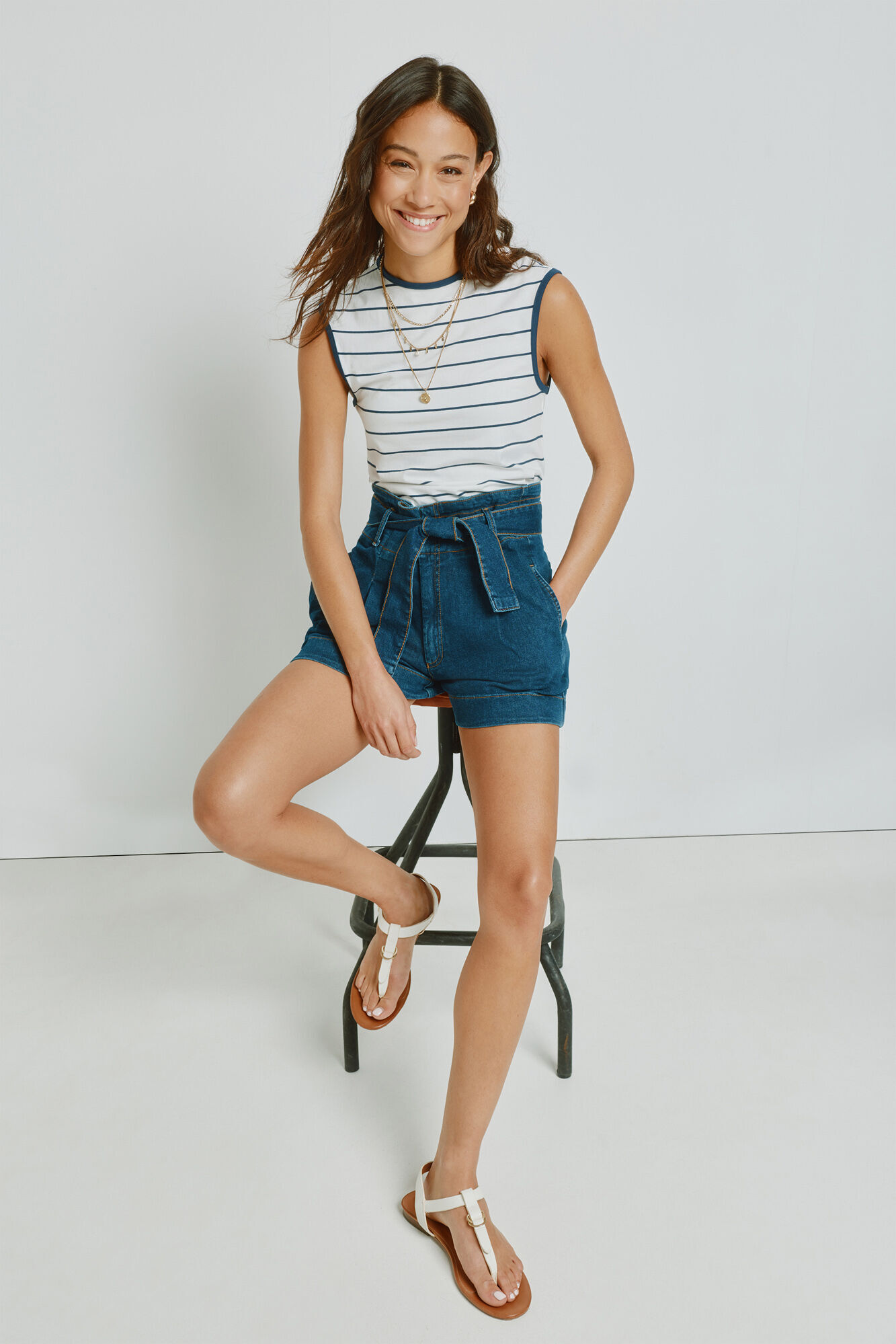 Milano Bermuda de mezclilla regular fit Navy