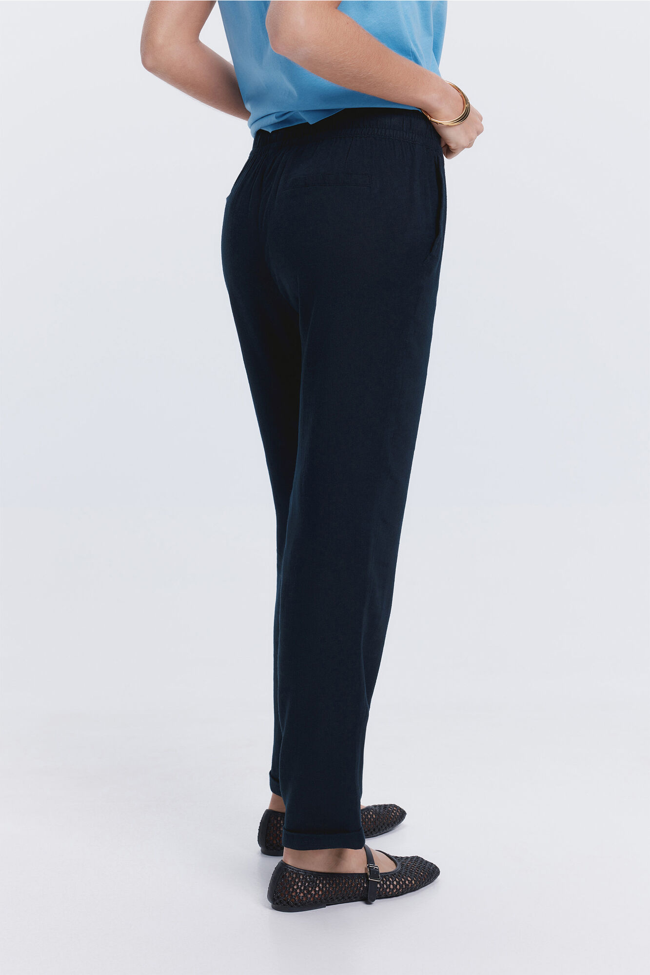 Milano Pantal&oacute;n largo lino Negro
