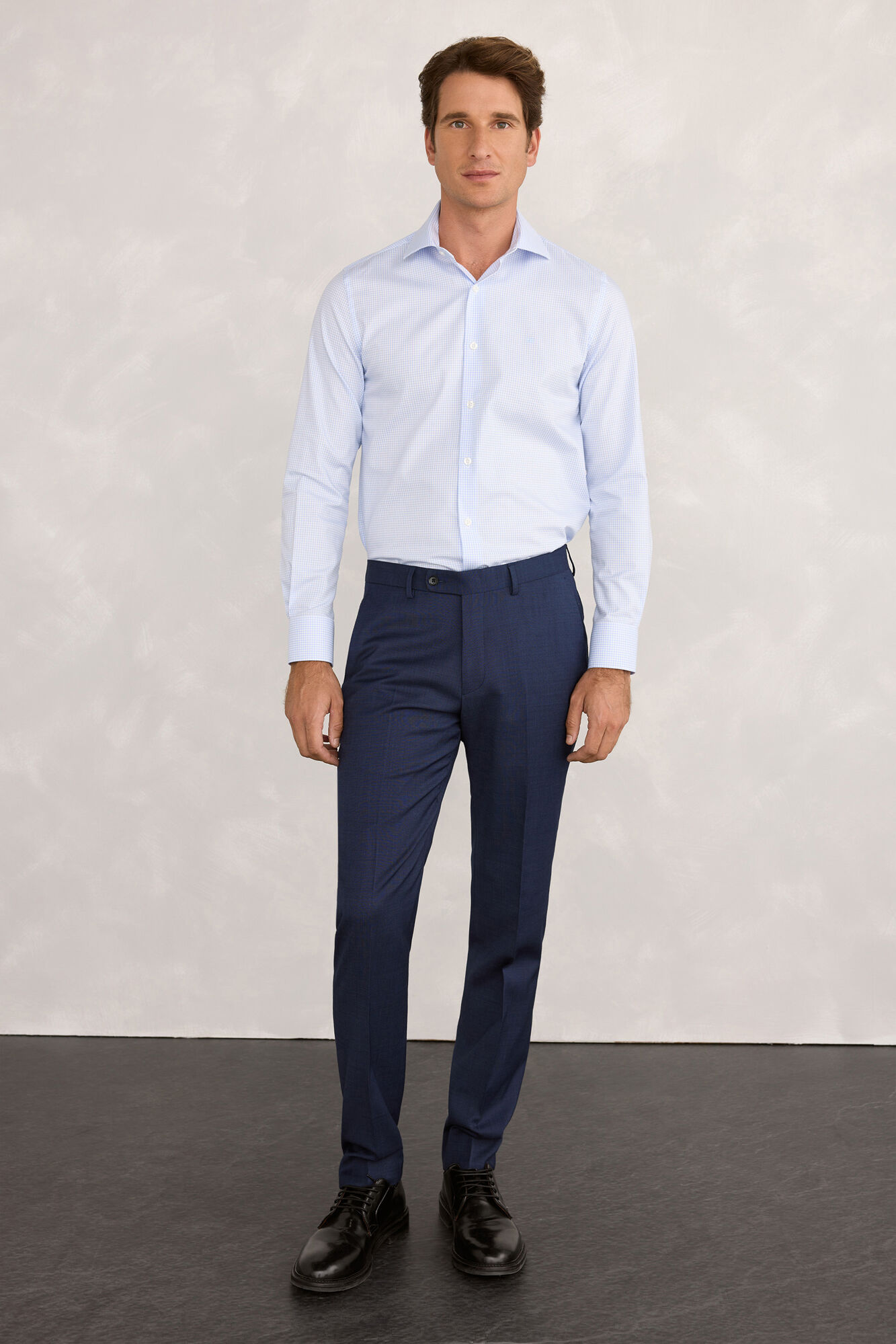 Pedro del Hierro Camisa de vestir de popel&iacute;n a cuadros Azul