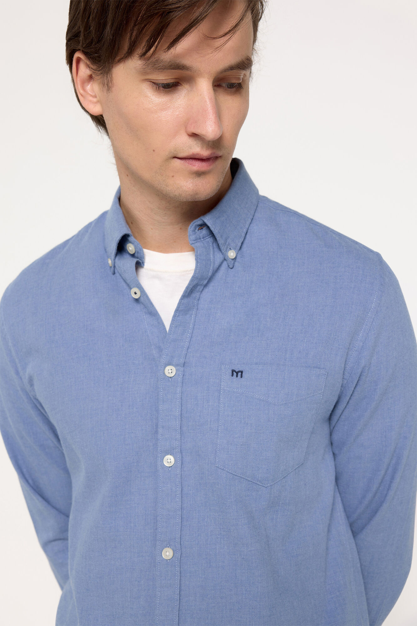Milano Camisa Twill Lisa Azul Claro