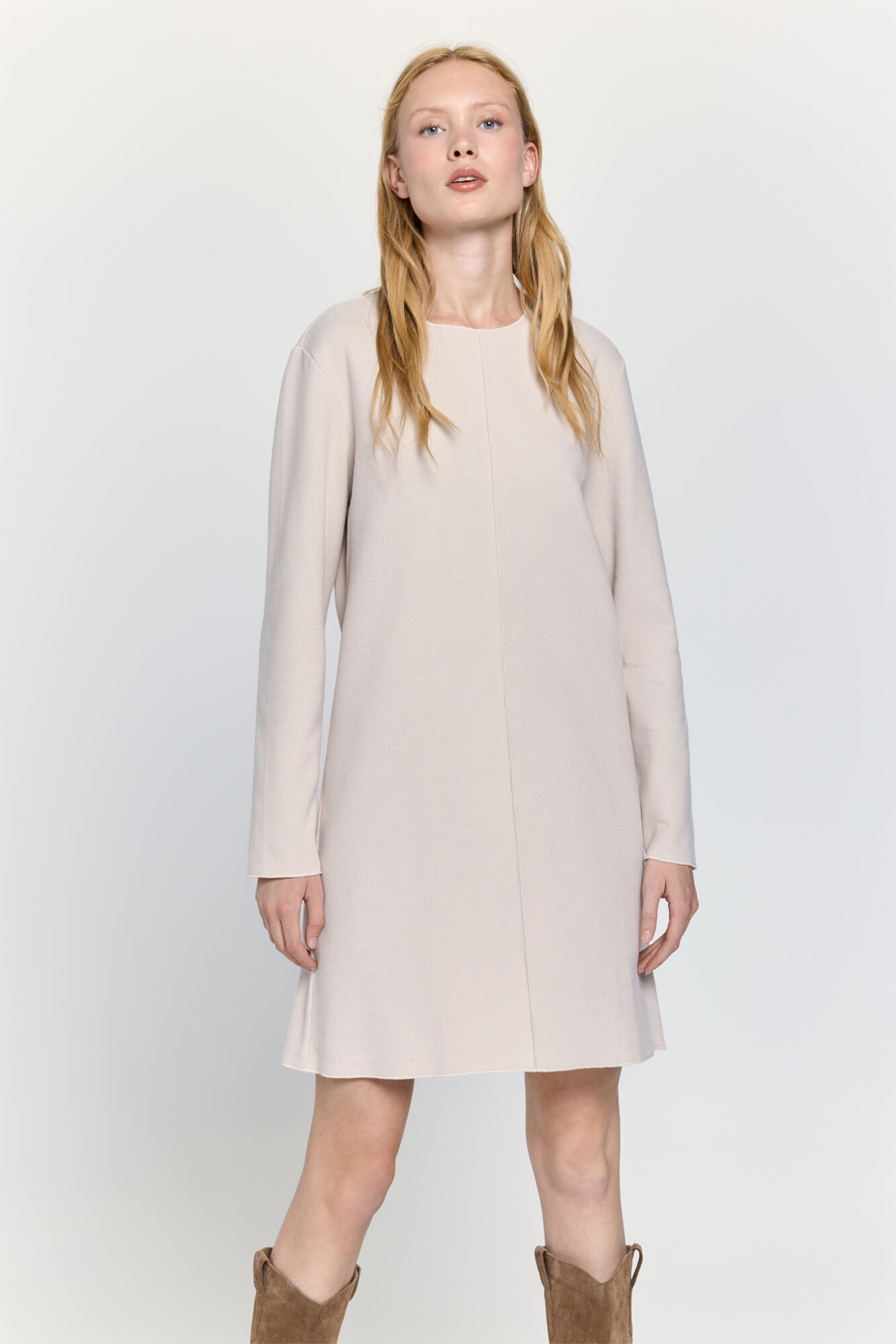 Milano Vestido b&aacute;sico de tejido de felpa Beige