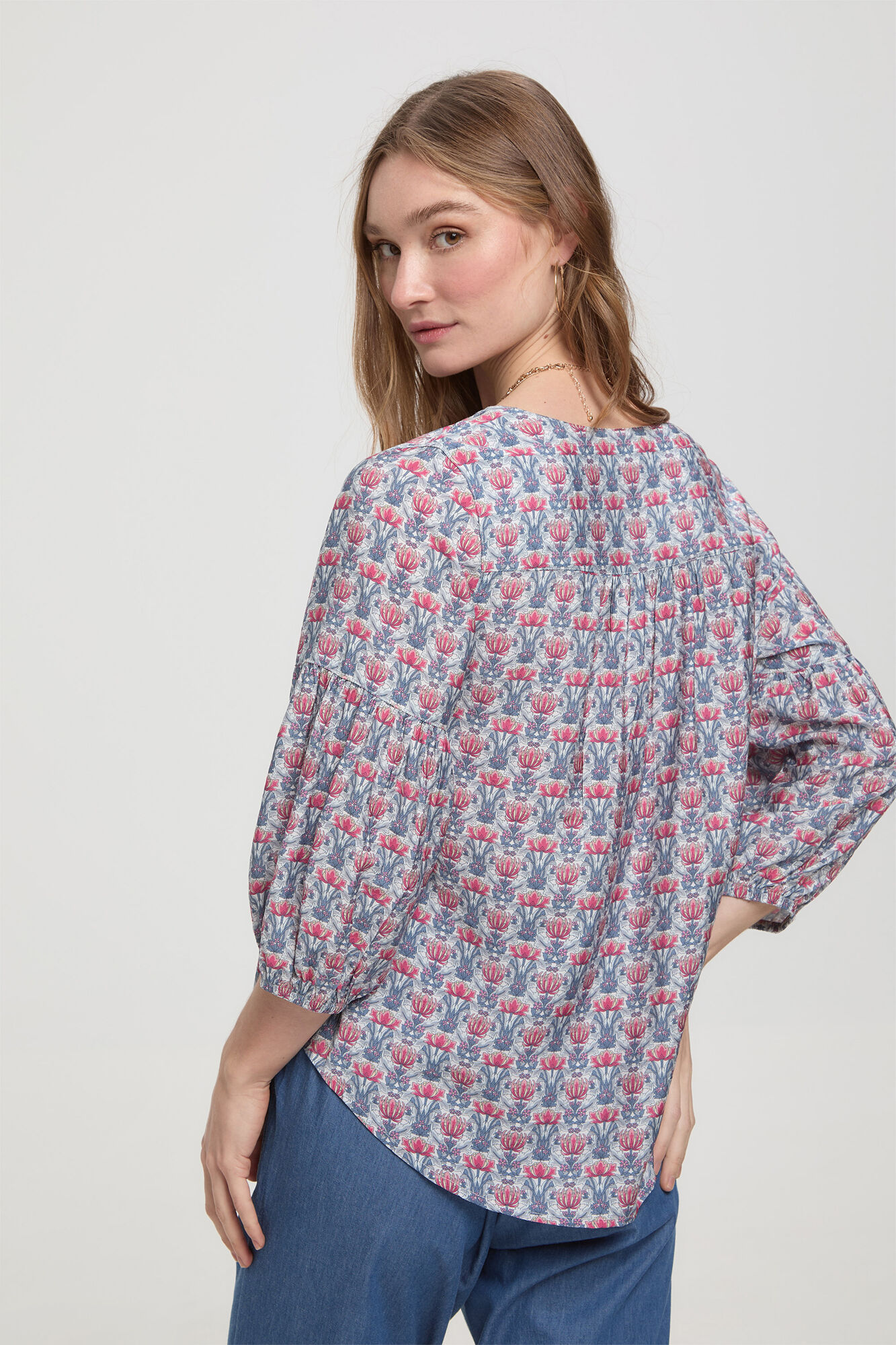 Milano Blusa fluida estampada natural