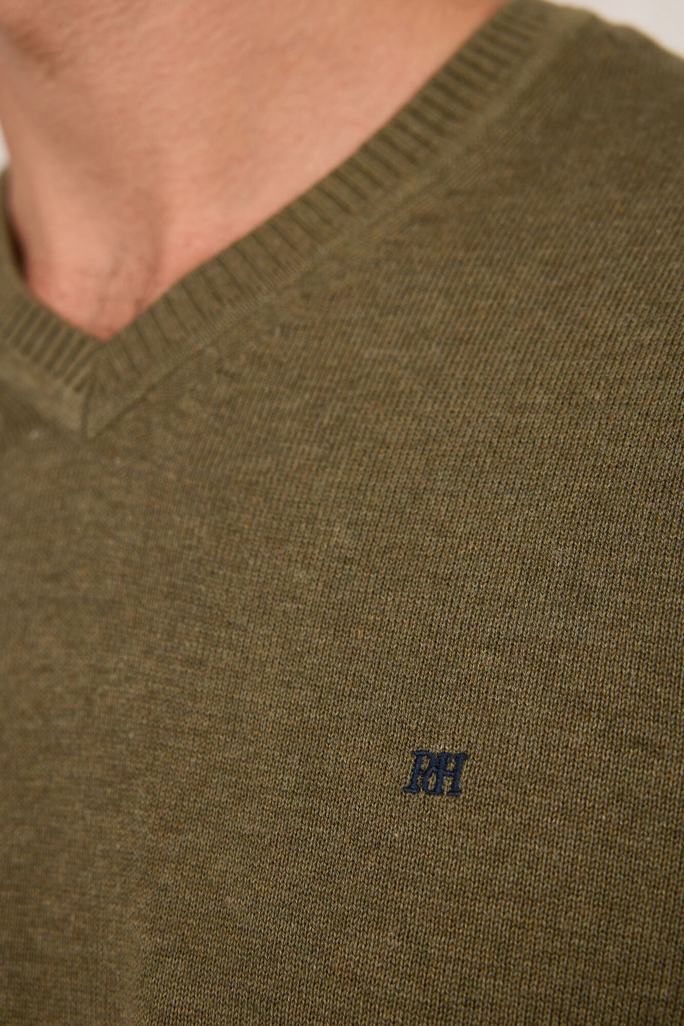 Pedro del Hierro Jersey b&aacute;sico en PICO Kaki Oscuro