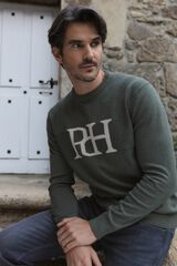 Pedro del Hierro Su&eacute;ter cuello redondo ajustado Kaki Oscuro