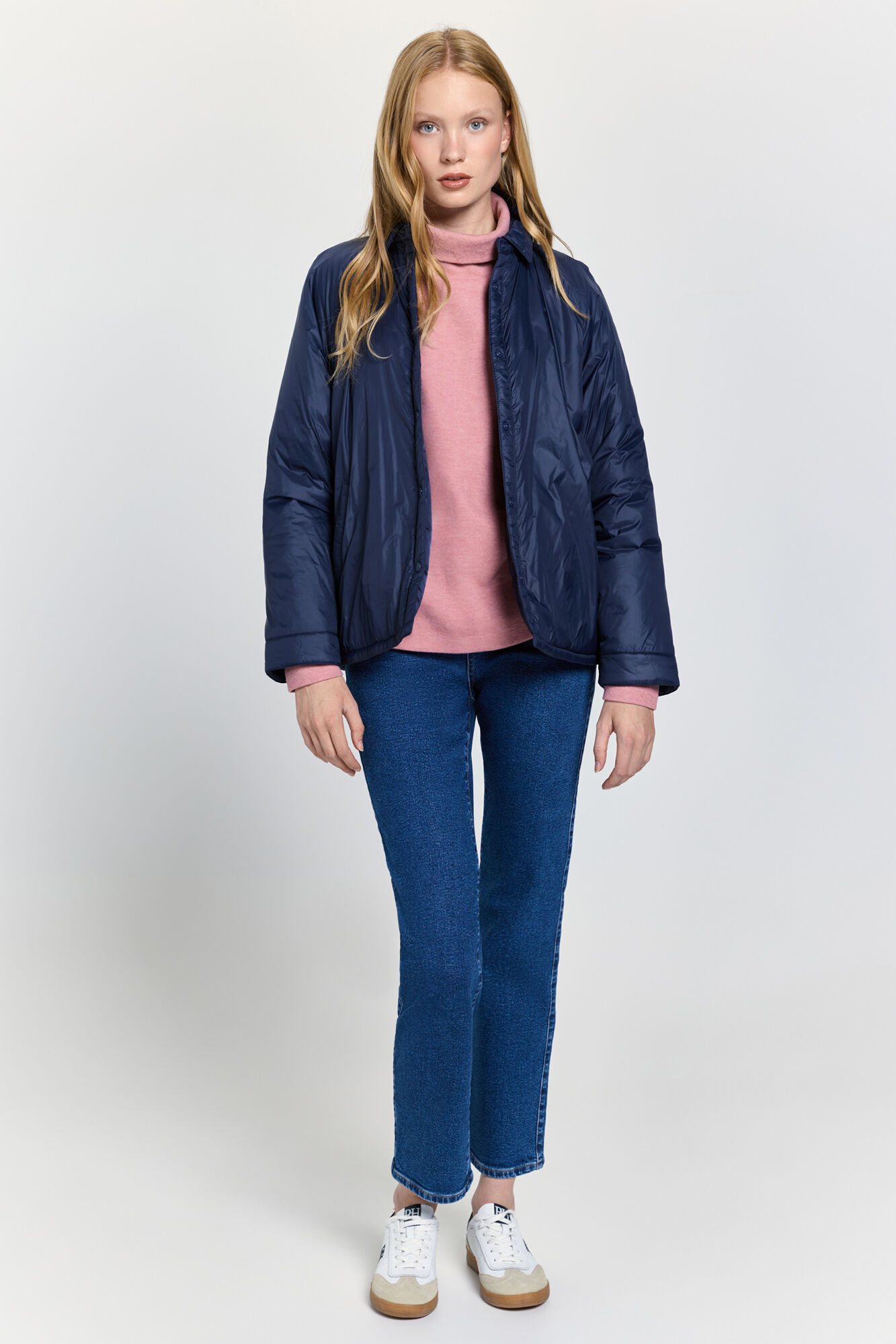 Milano Acolchado chamarra con cuello Navy