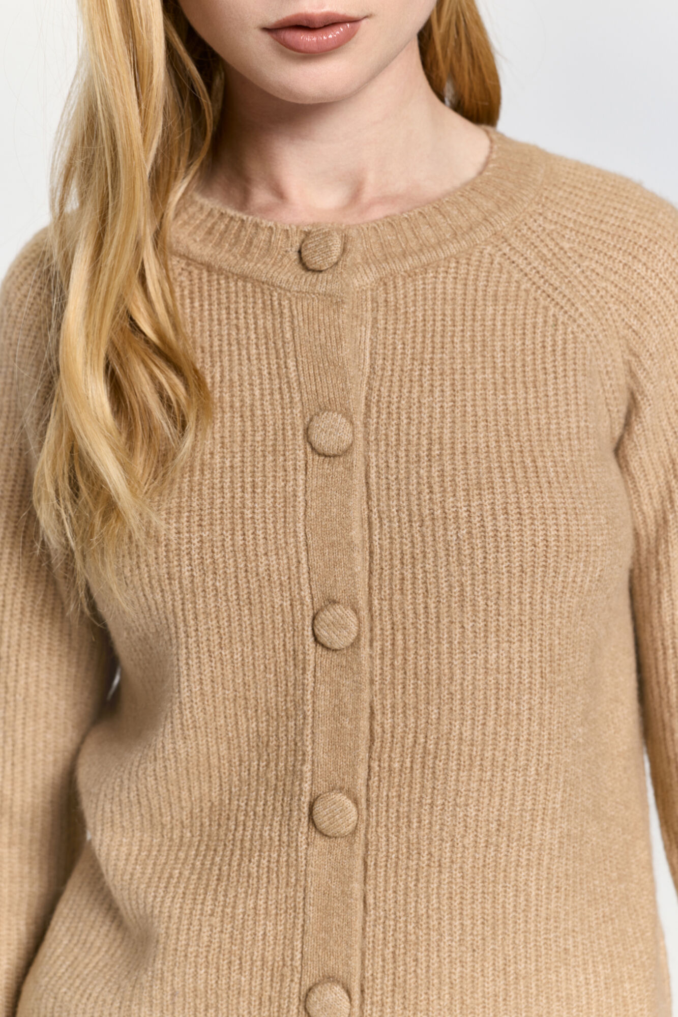 Milano C&aacute;rdigan de tejido con botones forrados Beige