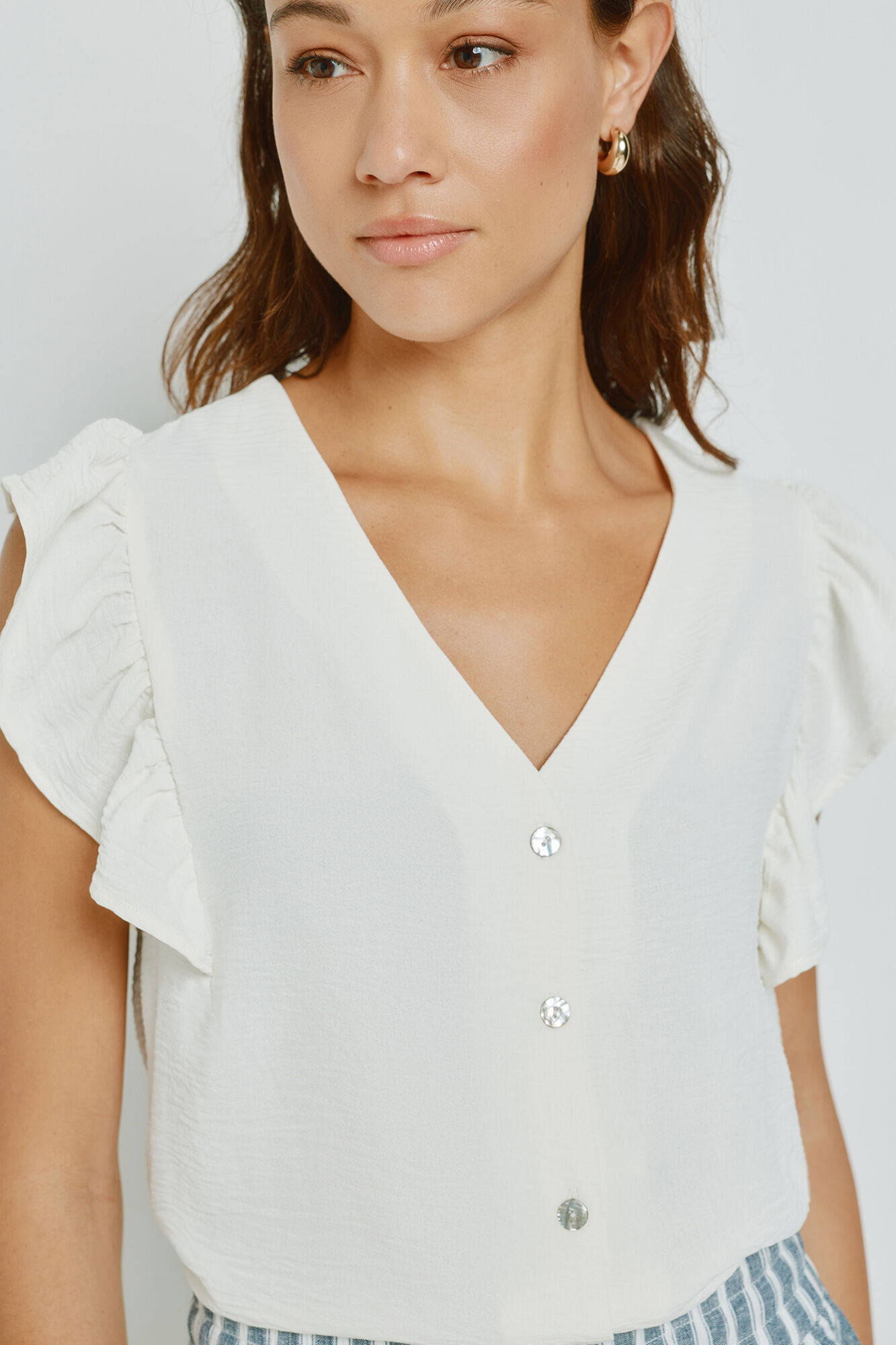 Milano Blusa con volantes Blanco