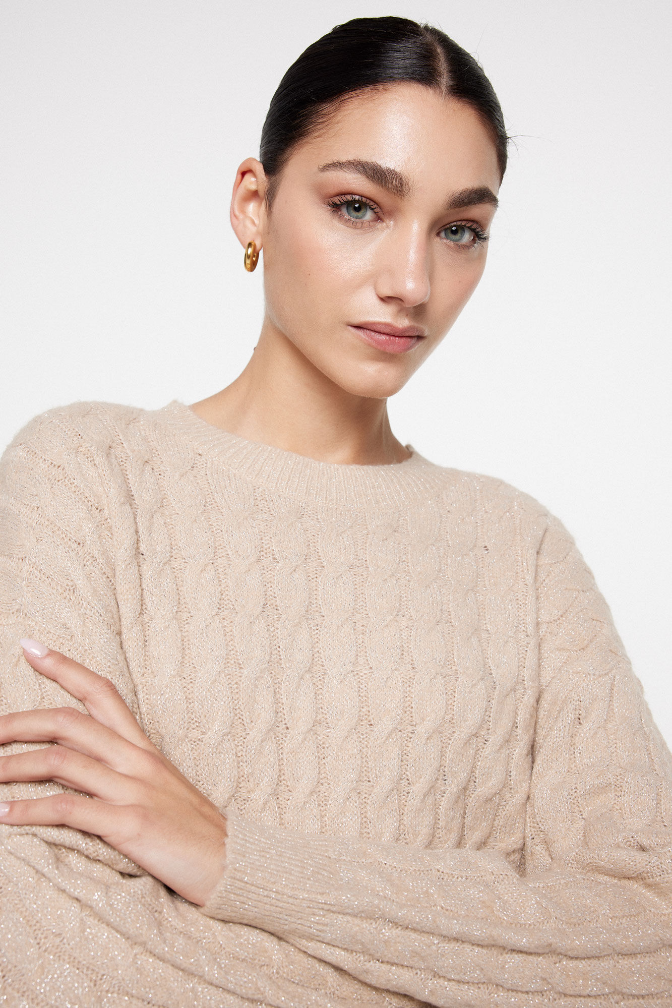 Milano Jersey de cable de l&uacute;rex Beige/Camel