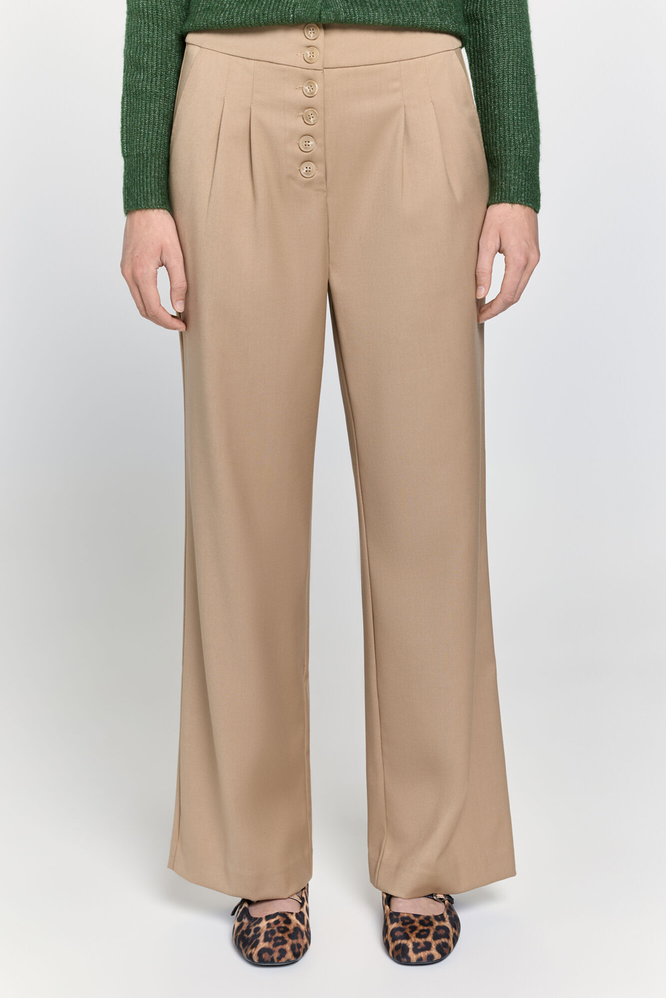 Milano Pantal&oacute;n de tiro alto y recto Beige