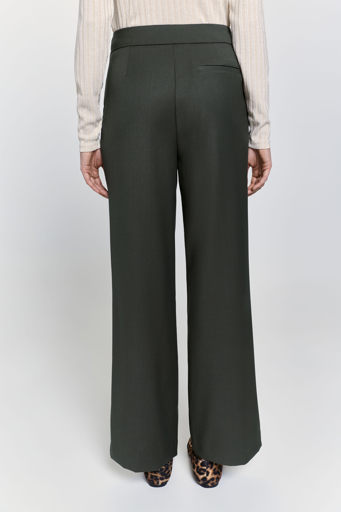Milano Pantal&oacute;n de tiro alto y recto Kaki Oscuro