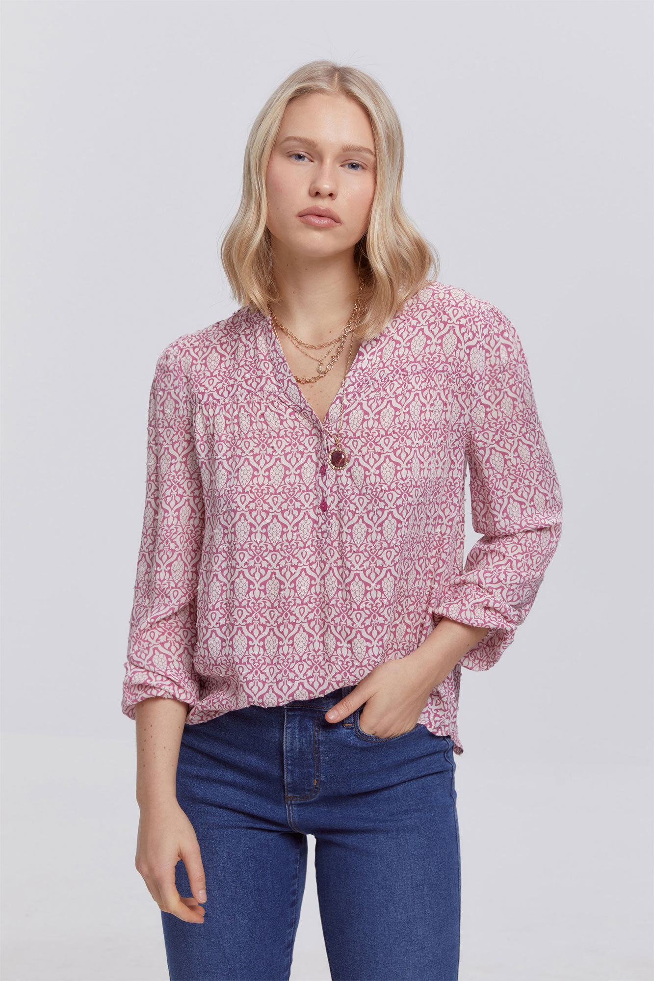 Milano Blusa plumeti estampada