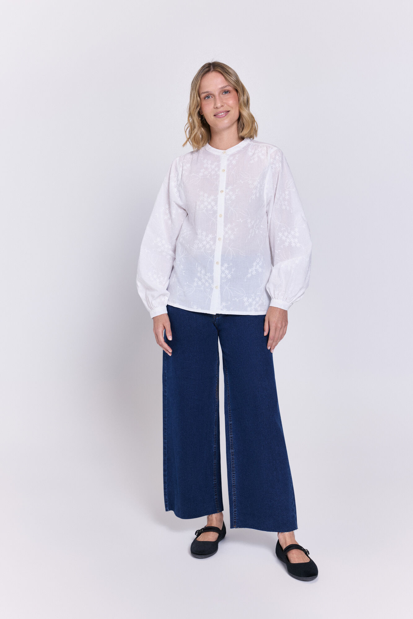 Milano Blusa de tejido bordado Blanco