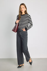 Milano Pantal&oacute;n de mezclilla ancho Gris Oscuro