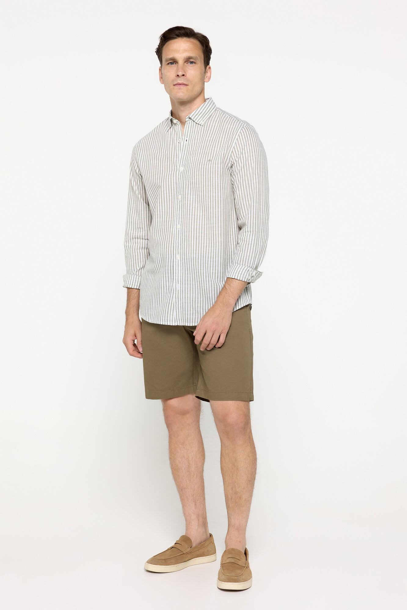 Milano Camisa slub rayas Verde