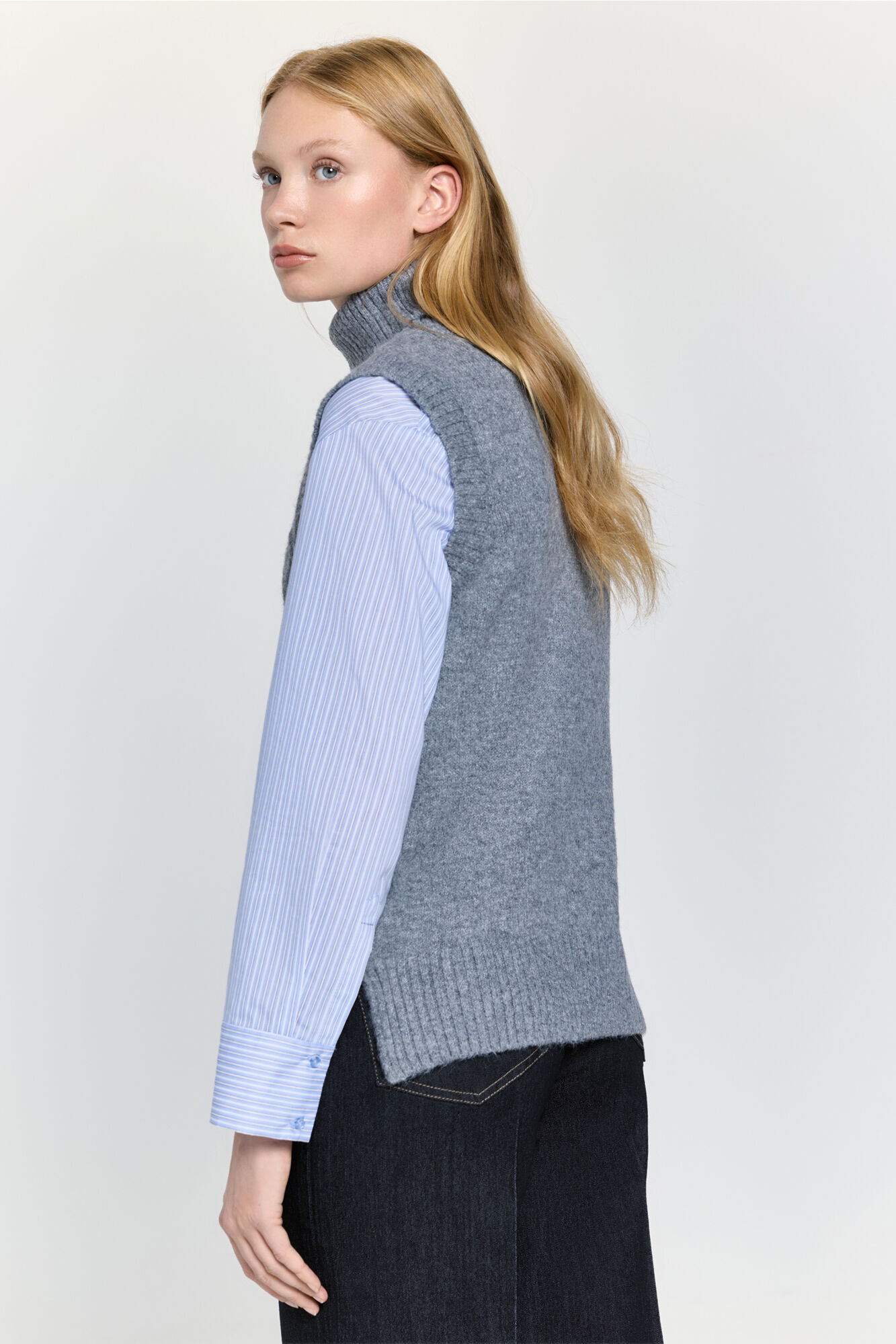 Milano Chaleco de tejido con cuello estructurado Gris