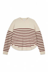 Milano Su&eacute;ter de rayas cuello redondo Beige