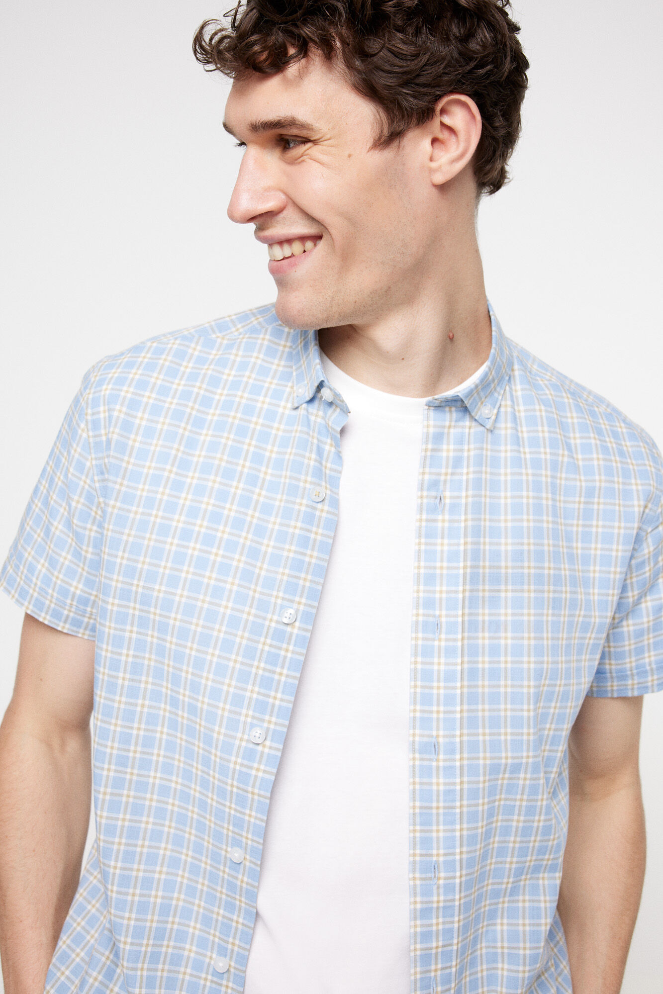 Milano Camisa cuadros aspecto lino.