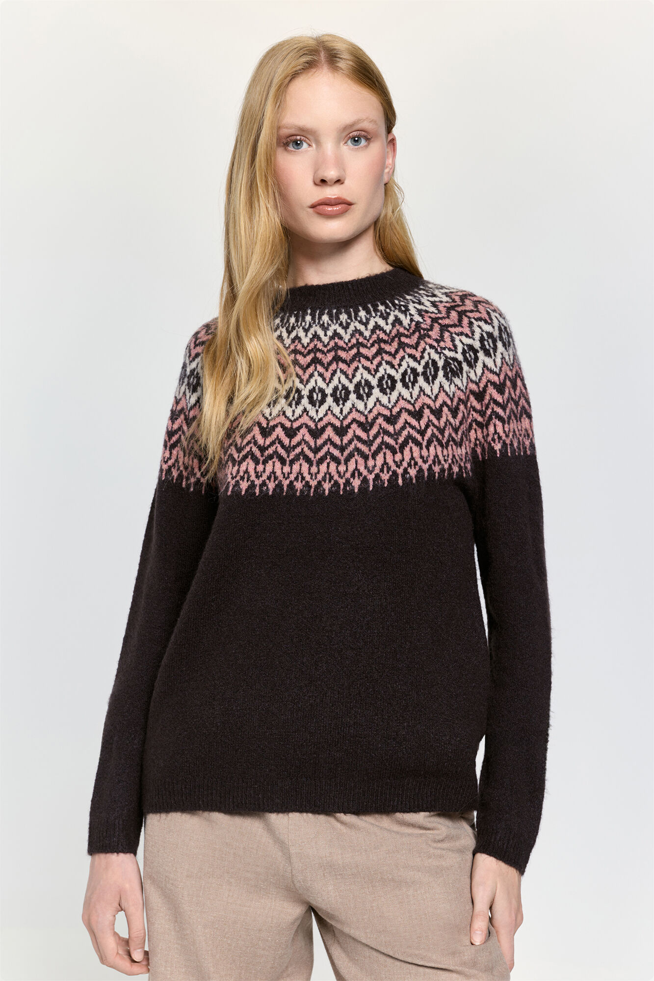 Milano Tejido de jersey marr&oacute;n con jacquard